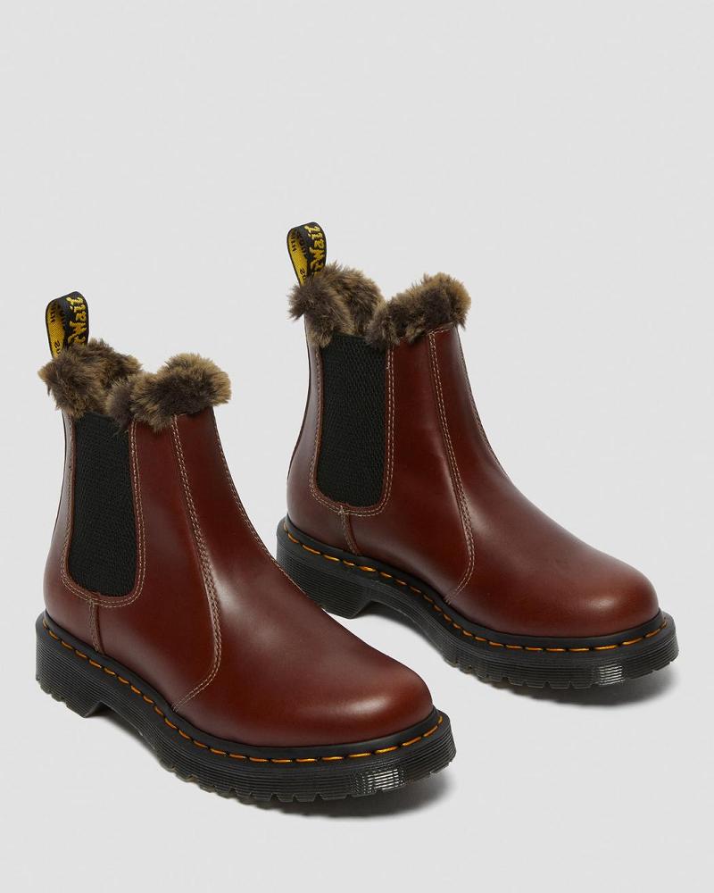 Dr Martens 2976 Leonore Faux Fur Gevoerde Laarsjes Dames Bruin | NL 659RVD